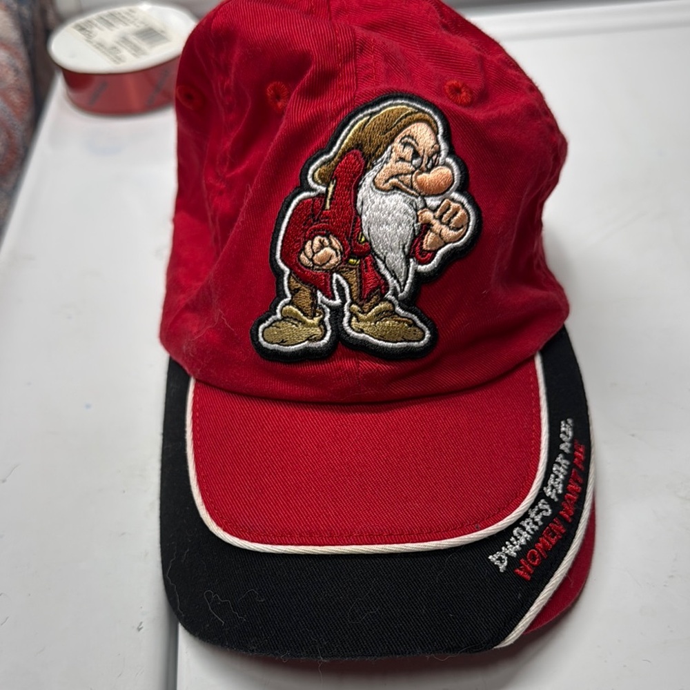 Walt Disney World Red and Black Grumpy Dwarf Cap